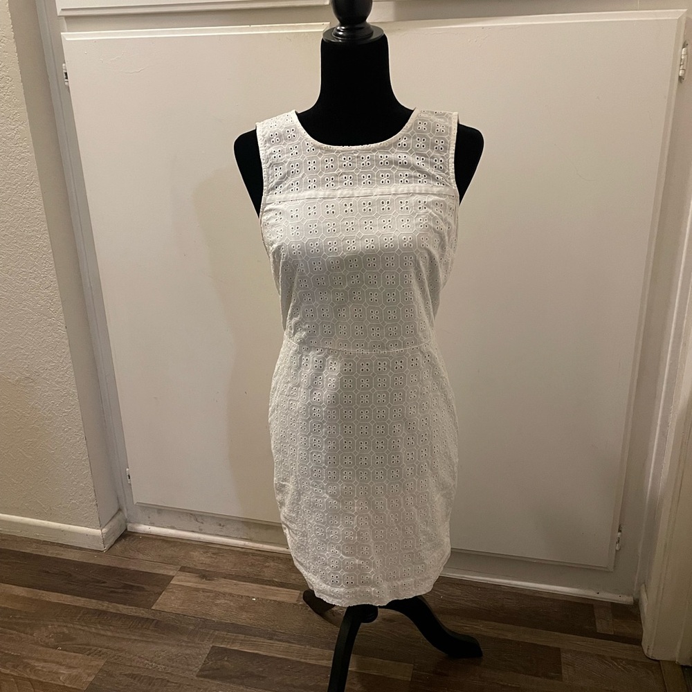Banana Republic White Sleeveless Sheath Mini Dress